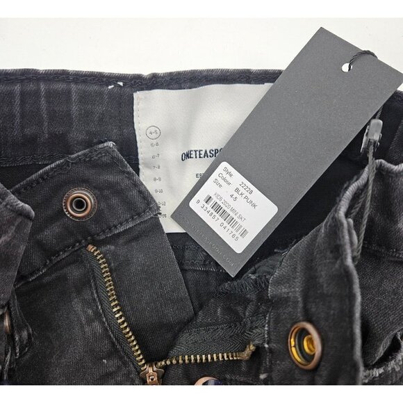 New One Teaspoon Denim Mini Skirt Girls 4-5 Black Punk 2020 Stretch HW - Picture 5 of 5